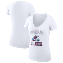 NHL White Colorado Avalanche G-III 4Her by Carl Banks Women's Super-Slim Fit Lightweight Team Logo Graphic V-Neck T-Shirt