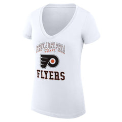 NHL White Philadelphia Flyers G-III 4Her by Carl Banks Women's Super-Slim Fit Lightweight Team Logo Graphic V-Neck T-Shirt