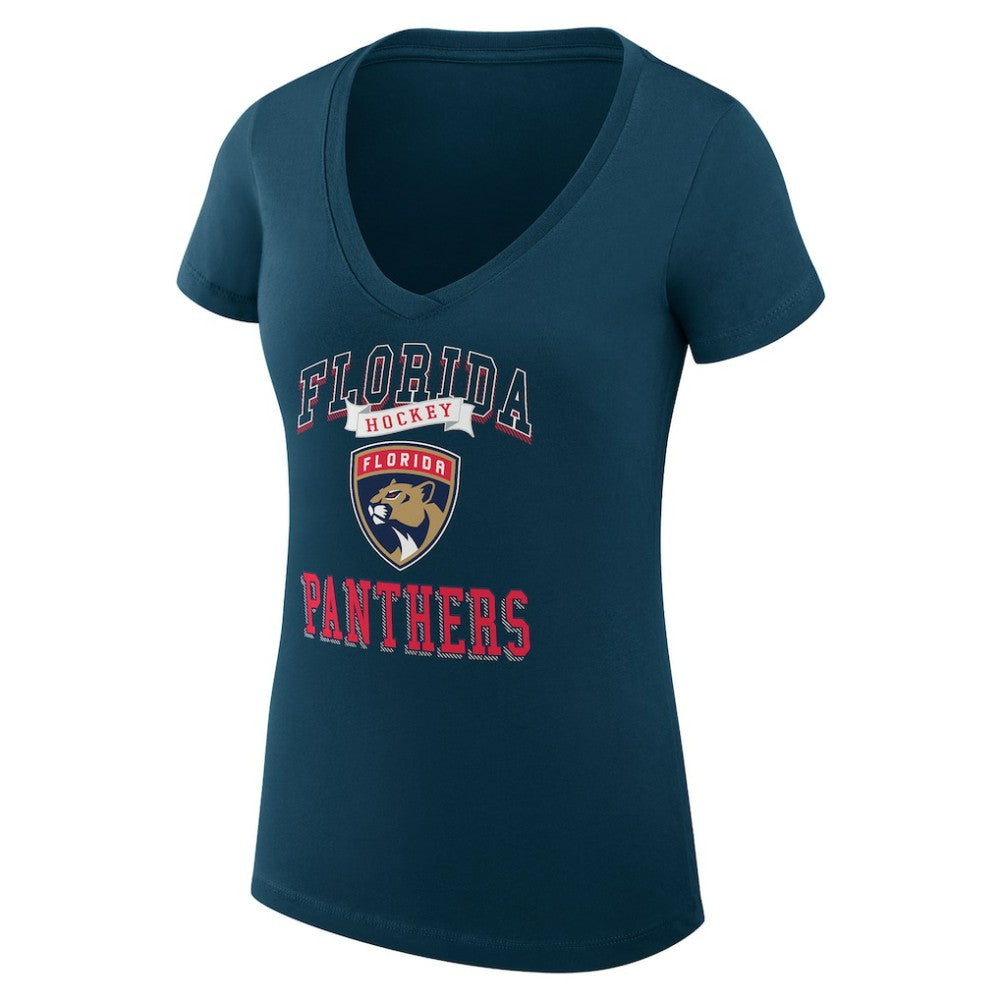 NHL Navy Florida Panthers G-III 4Her by Carl Banks Women's Super-Slim Fit Lightweight Team Logo Graphic V-Neck T-Shirt