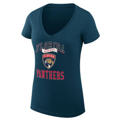 NHL Navy Florida Panthers G-III 4Her by Carl Banks Women's Super-Slim Fit Lightweight Team Logo Graphic V-Neck T-Shirt