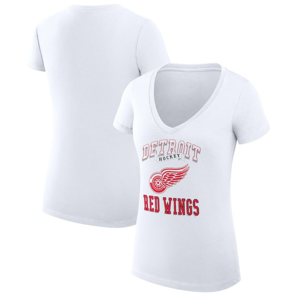 NHL White Detroit Red Wings G-III 4Her by Carl Banks Women's Super-Slim Fit Lightweight Team Logo Graphic V-Neck T-Shirt