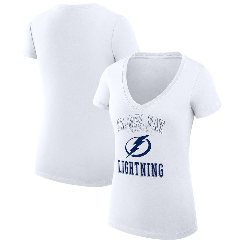NHL White Tampa Bay Lightning G-III 4Her by Carl Banks Women's Super-Slim Fit Lightweight Team Logo Graphic V-Neck T-Shirt