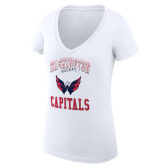 NHL White Washington Capitals G-III 4Her by Carl Banks Women's Super-Slim Fit Lightweight Team Logo Graphic V-Neck T-Shirt