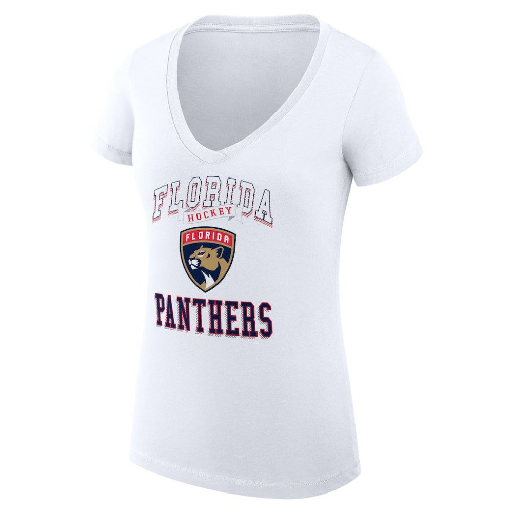 NHL White Florida Panthers G-III 4Her by Carl Banks Women's Super-Slim Fit Lightweight Team Logo Graphic V-Neck T-Shirt