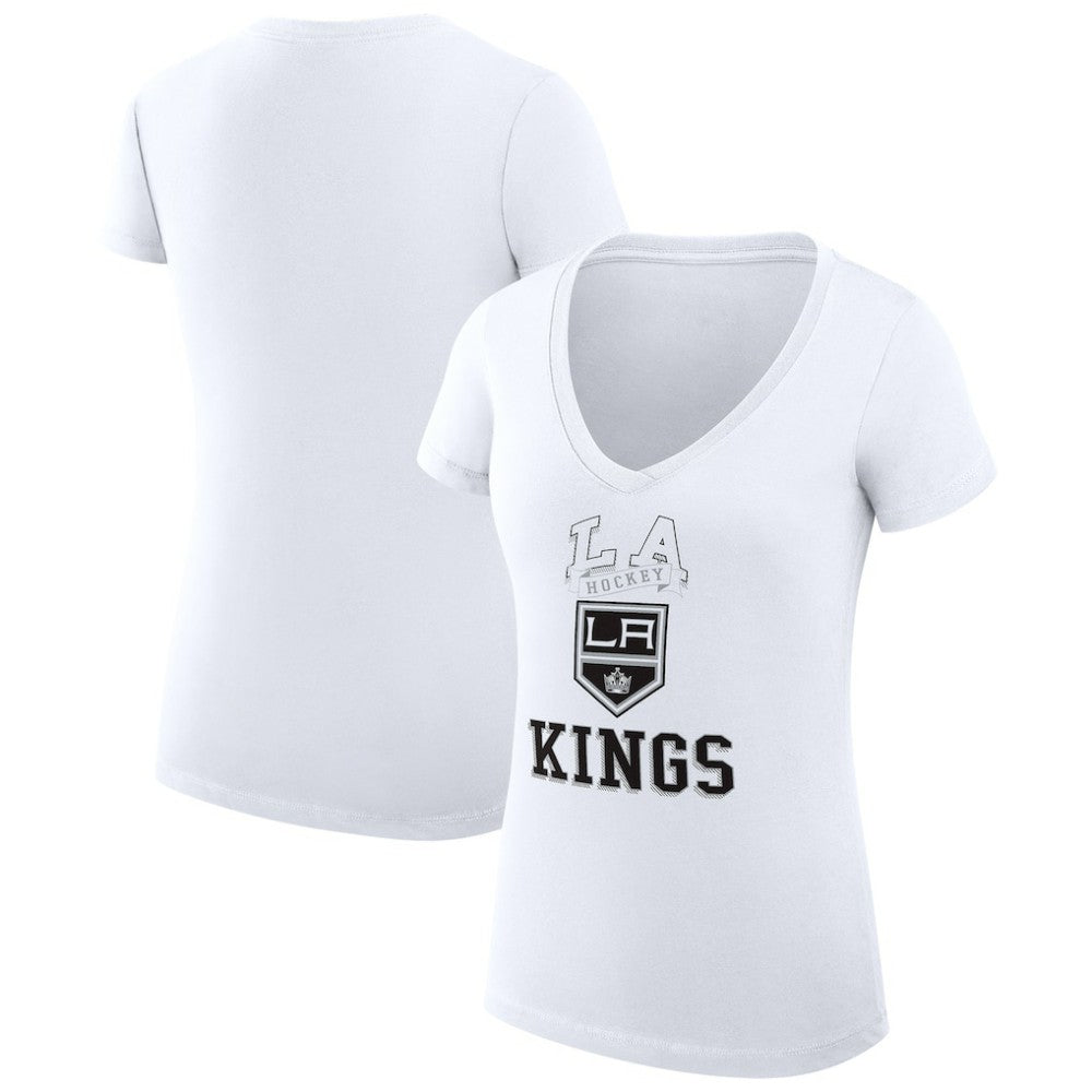 NHL White Los Angeles Kings G-III 4Her by Carl Banks Women's Super-Slim Fit Lightweight Team Logo Graphic V-Neck T-Shirt