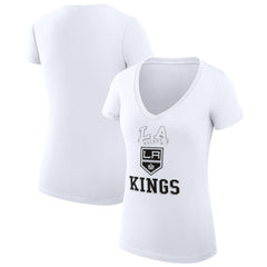 NHL White Los Angeles Kings G-III 4Her by Carl Banks Women's Super-Slim Fit Lightweight Team Logo Graphic V-Neck T-Shirt