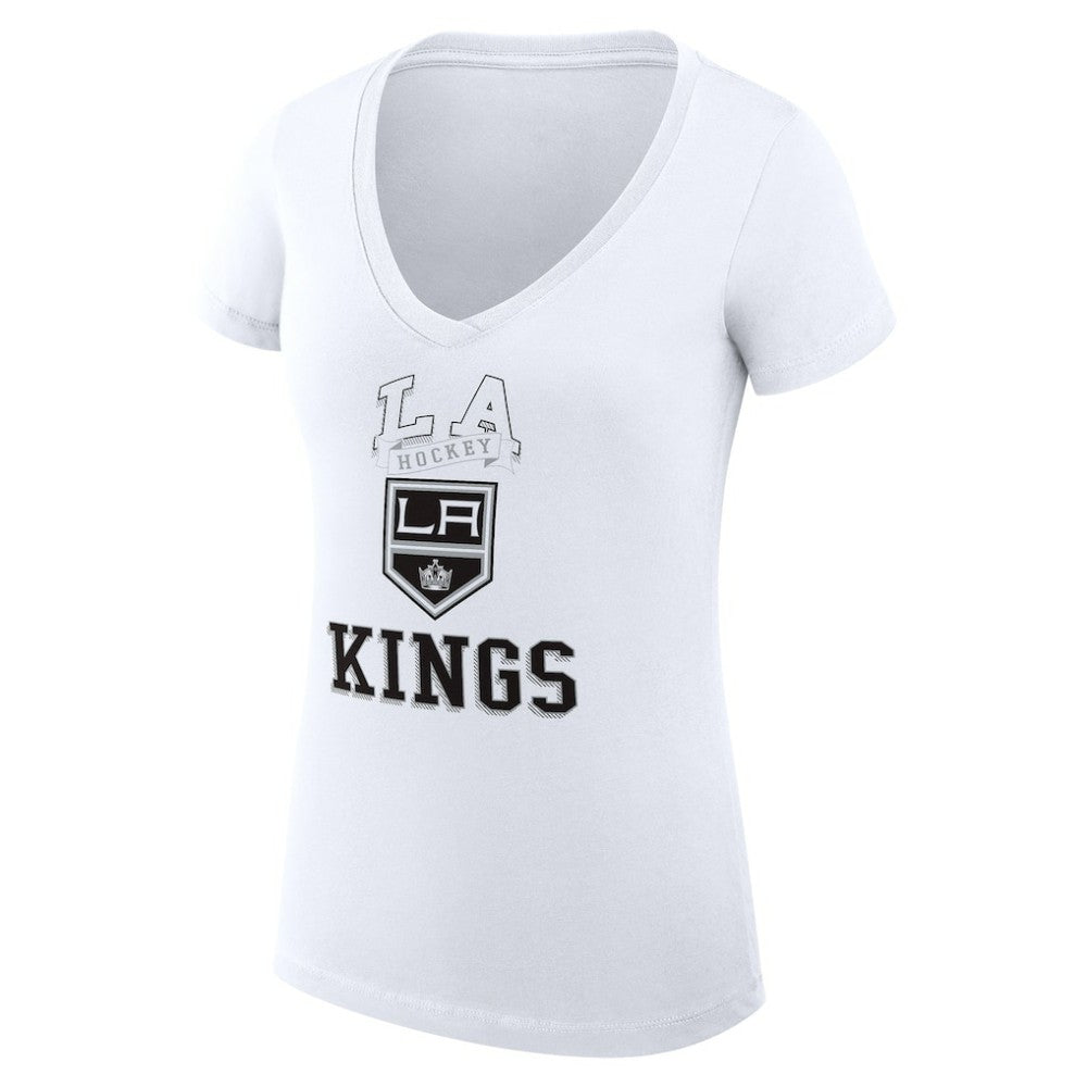 NHL White Los Angeles Kings G-III 4Her by Carl Banks Women's Super-Slim Fit Lightweight Team Logo Graphic V-Neck T-Shirt