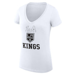 NHL White Los Angeles Kings G-III 4Her by Carl Banks Women's Super-Slim Fit Lightweight Team Logo Graphic V-Neck T-Shirt