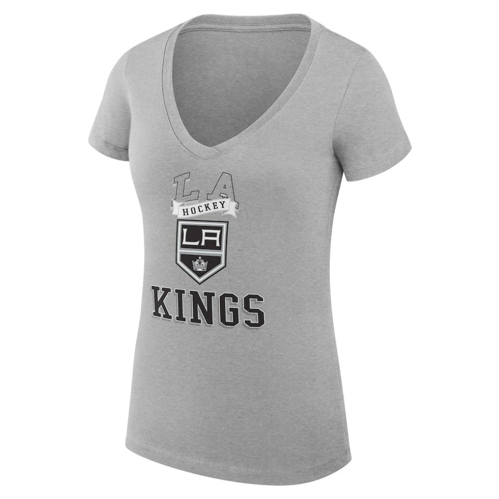 NHL Heather Gray Los Angeles Kings G-III 4Her by Carl Banks Women's Super-Slim Fit Lightweight Team Logo Graphic V-Neck T-Shirt