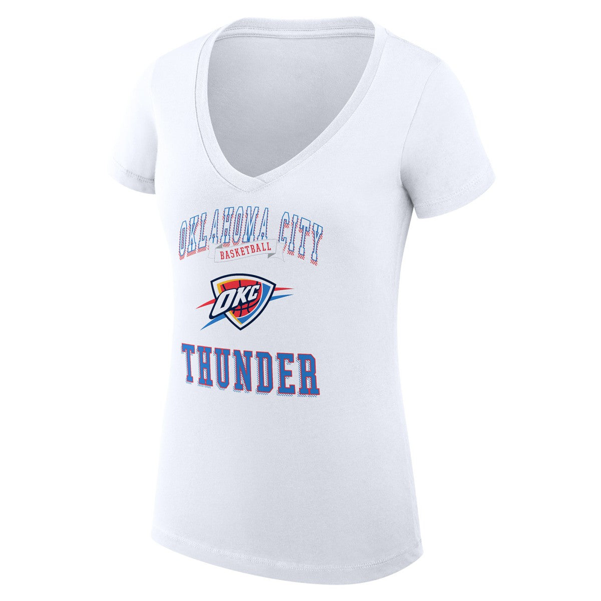 NBA Oklahoma City Thunder G-III 4Her by Carl Banks Women's Super-Slim Fit Lightweight Team Logo V-Neck T-Shirt