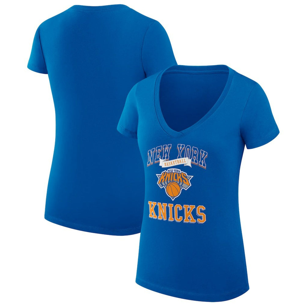 NBA New York Knicks G-III 4Her by Carl Banks Women's Super-Slim Fit Lightweight Team Logo V-Neck T-Shirt