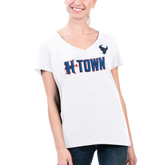 G-III 4Her by Carl Banks Women's Super-Slim Fit Lightweight H-Town V-Neck T-Shirt - Houston Texans
