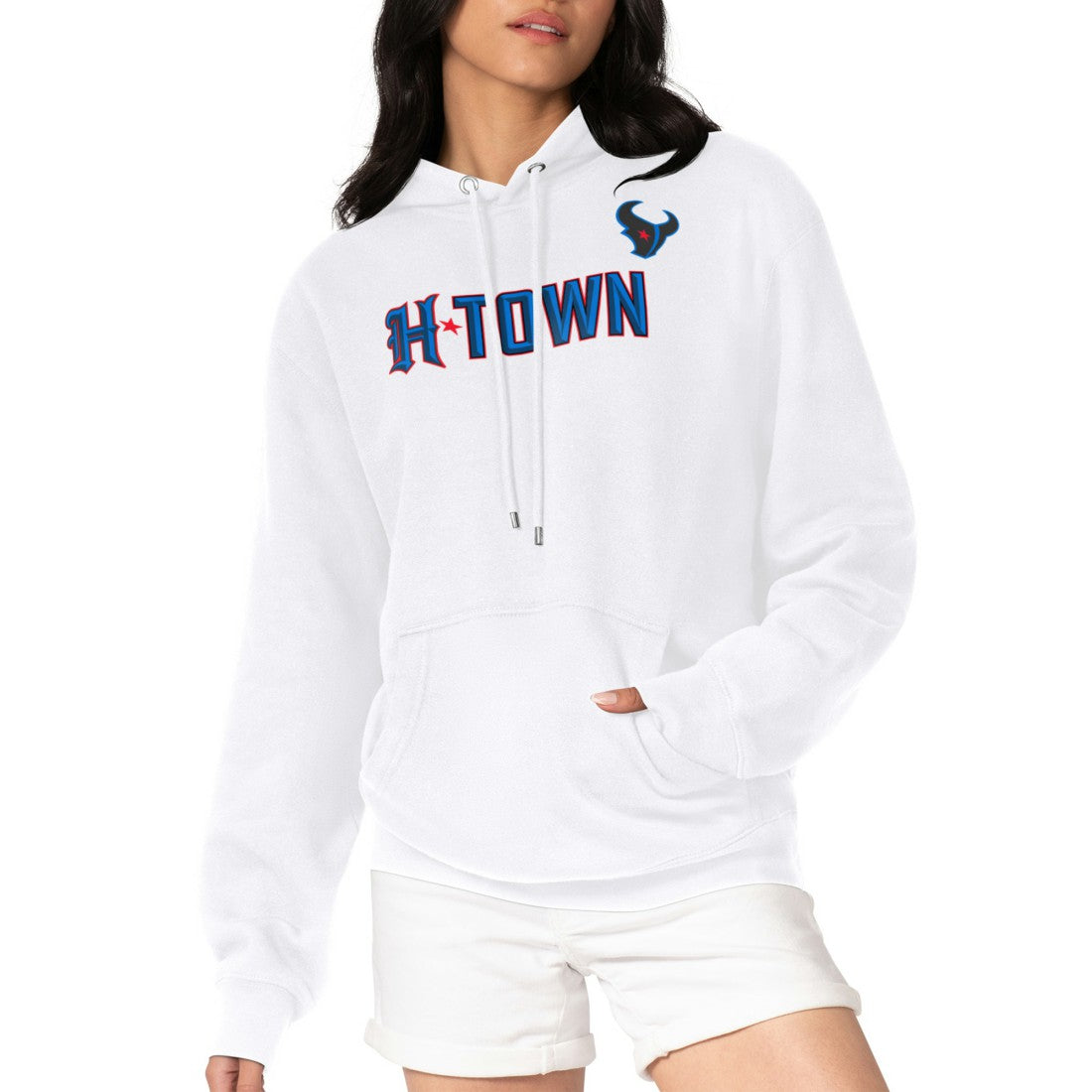 G-III 4Her by Carl Banks Women's H-Town Fleece Pullover Hoodie - Houston Texans