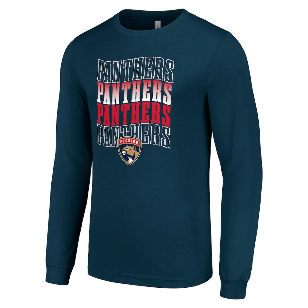 NHL Navy Florida Panthers Starter Four Team Name Logo Long Sleeve Graphic T-Shirt