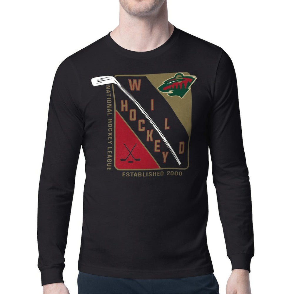 NHL Black Minnesota Wild Starter Shield Long Sleeve Graphic T-Shirt