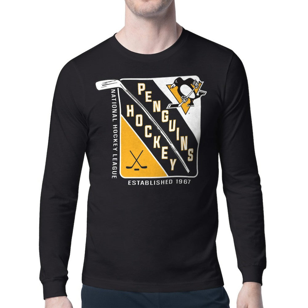 NHL Black Pittsburgh Penguins Starter Shield Long Sleeve Graphic T-Shirt