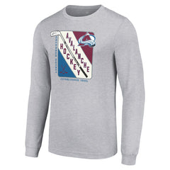 NHL Heather Gray Colorado Avalanche Starter Shield Long Sleeve Graphic T-Shirt