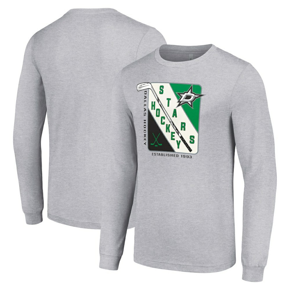NHL Heather Gray Dallas Stars Starter Shield Long Sleeve Graphic T-Shirt