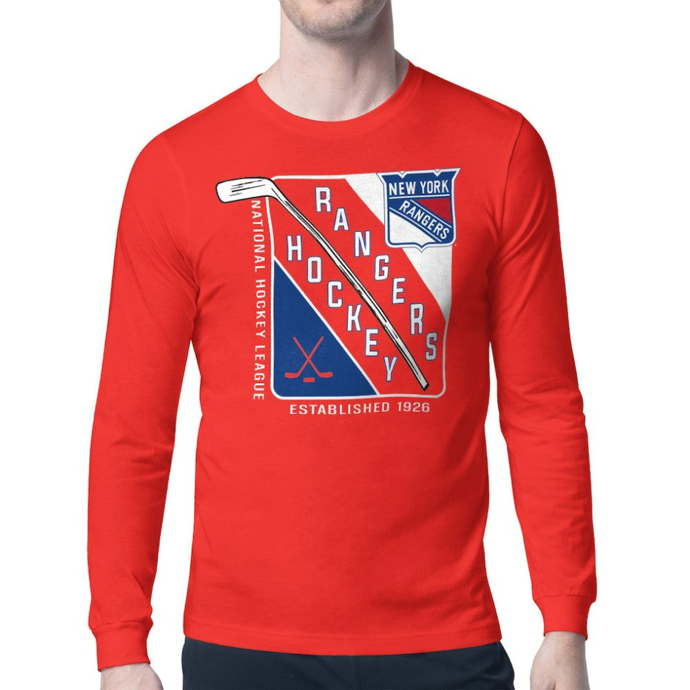 NHL Red New York Rangers Starter Shield Long Sleeve Graphic T-Shirt