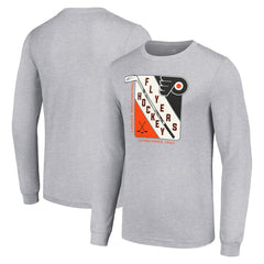 NHL Heather Gray Philadelphia Flyers Starter Shield Long Sleeve Graphic T-Shirt