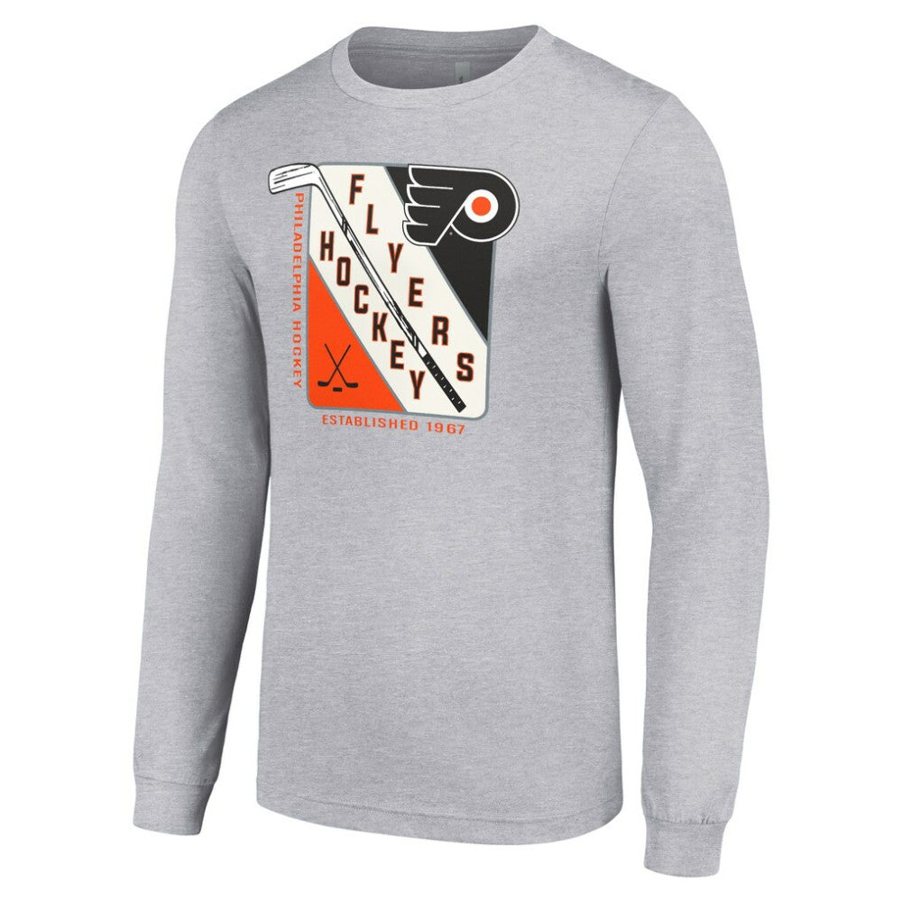 NHL Heather Gray Philadelphia Flyers Starter Shield Long Sleeve Graphic T-Shirt