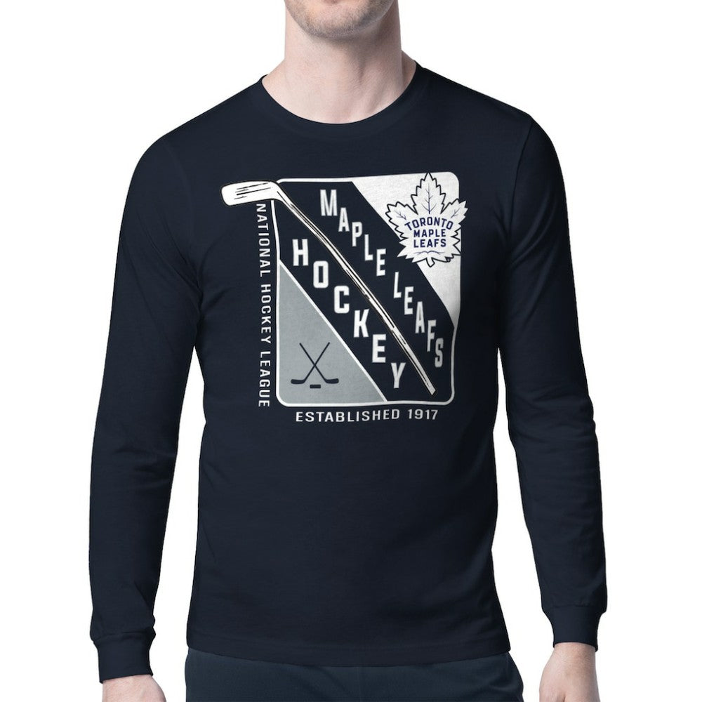 NHL Navy Toronto Maple Leafs Starter Shield Long Sleeve Graphic T-Shirt