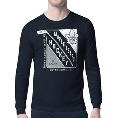 NHL Navy Toronto Maple Leafs Starter Shield Long Sleeve Graphic T-Shirt