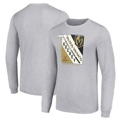 NHL Heather Gray Vegas Golden Knights Starter Shield Long Sleeve Graphic T-Shirt