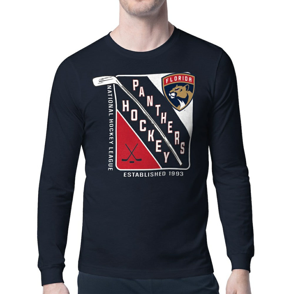 NHL Navy Florida Panthers Starter Shield Long Sleeve Graphic T-Shirt