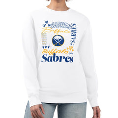 NHL White Buffalo Sabres G-III 4Her by Carl Banks Women's Collage Graphic Fleece Long Sleeve Pullover Sweatshirt