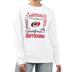 NHL White Carolina Hurricanes G-III 4Her by Carl Banks Women's Collage Graphic Fleece Long Sleeve Pullover Sweatshirt