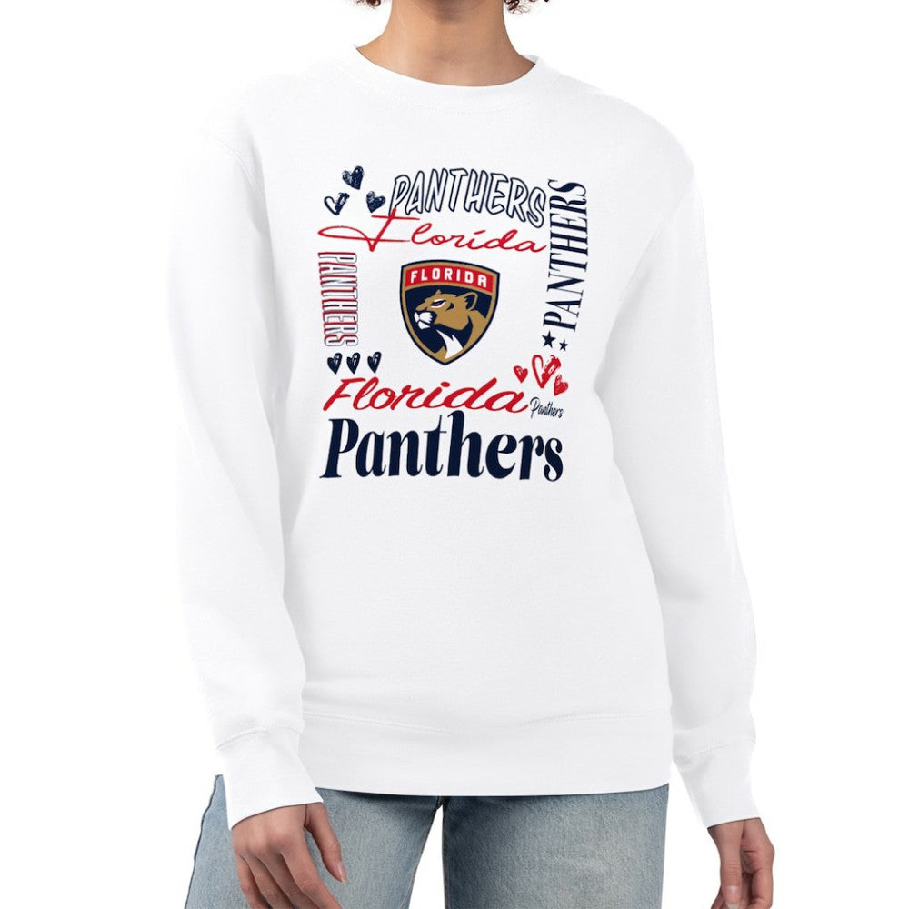 NHL White Florida Panthers G-III 4Her by Carl Banks Women's Collage Graphic Fleece Long Sleeve Pullover Sweatshirt
