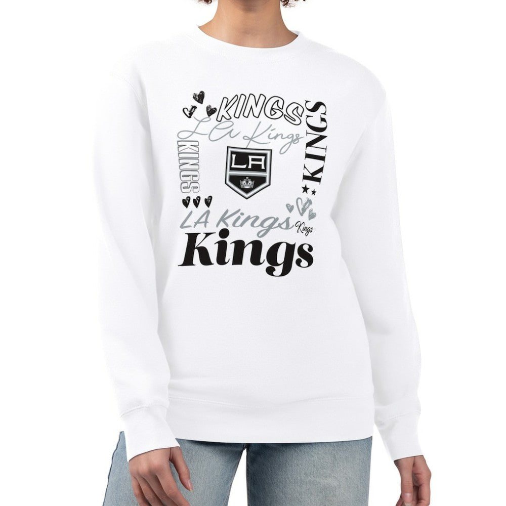 NHL White Los Angeles Kings G-III 4Her by Carl Banks Women's Collage Graphic Fleece Long Sleeve Pullover Sweatshirt