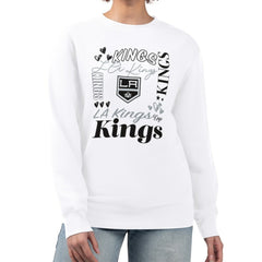 NHL White Los Angeles Kings G-III 4Her by Carl Banks Women's Collage Graphic Fleece Long Sleeve Pullover Sweatshirt