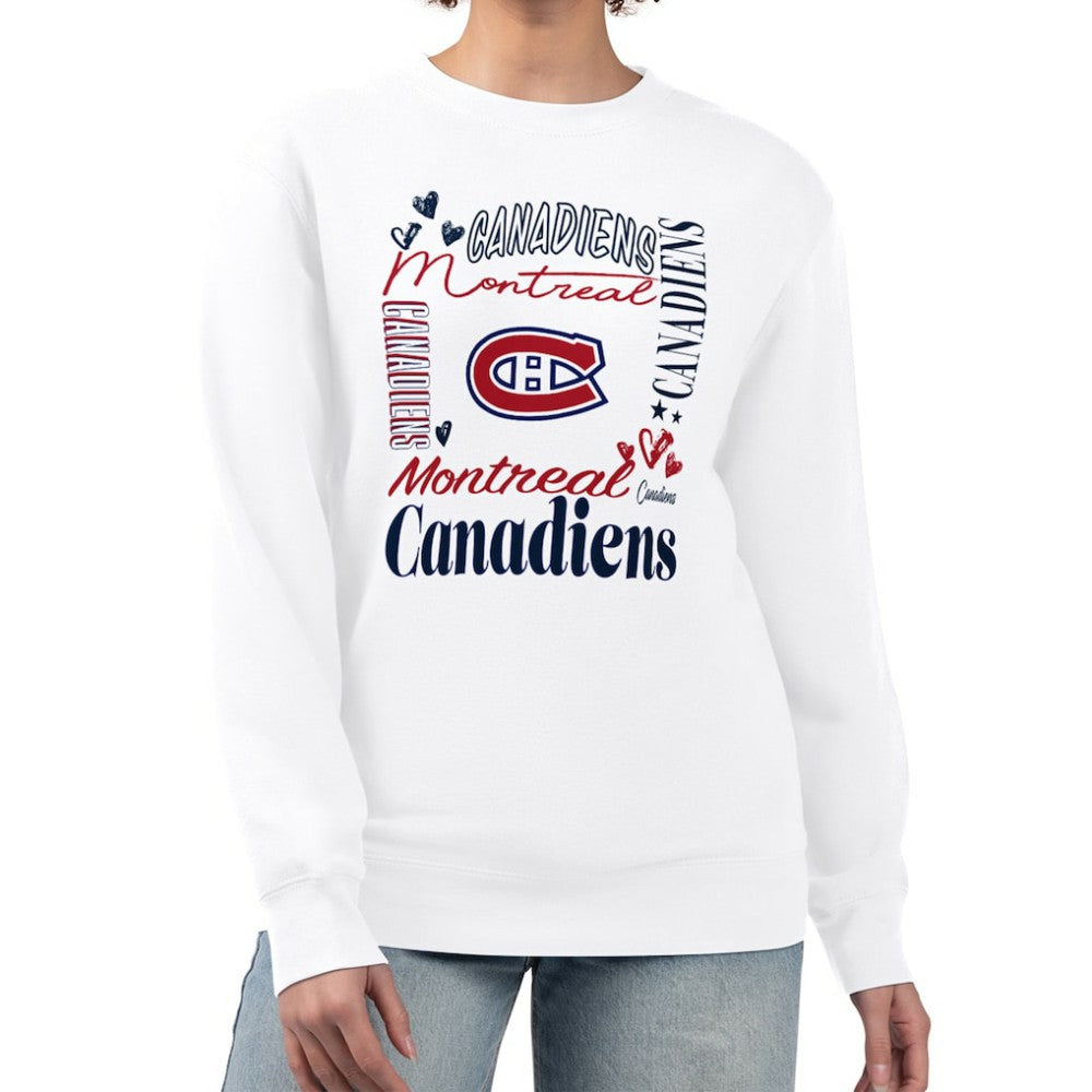 NHL White Montreal Canadiens G-III 4Her by Carl Banks Women's Collage Graphic Fleece Long Sleeve Pullover Sweatshirt