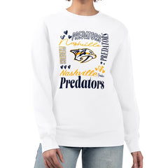 NHL White Nashville Predators G-III 4Her by Carl Banks Women's Collage Graphic Fleece Long Sleeve Pullover Sweatshirt