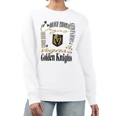 NHL White Vegas Golden Knights G-III 4Her by Carl Banks Women's Collage Graphic Fleece Long Sleeve Pullover Sweatshirt