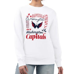 NHL White Washington Capitals G-III 4Her by Carl Banks Women's Collage Graphic Fleece Long Sleeve Pullover Sweatshirt