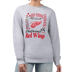 NHL Heather Gray Detroit Red Wings G-III 4Her by Carl Banks Women's Collage Graphic Fleece Long Sleeve Pullover Sweatshirt