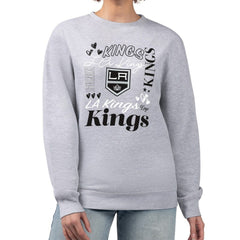 NHL Heather Gray Los Angeles Kings G-III 4Her by Carl Banks Women's Collage Graphic Fleece Long Sleeve Pullover Sweatshirt