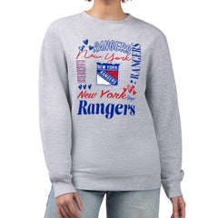 NHL Heather Gray New York Rangers G-III 4Her by Carl Banks Women's Collage Graphic Fleece Long Sleeve Pullover Sweatshirt