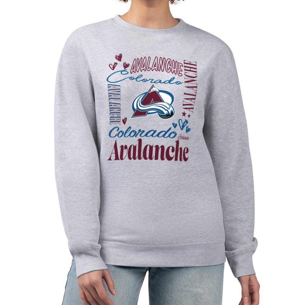 NHL Heather Gray Colorado Avalanche G-III 4Her by Carl Banks Women's Collage Graphic Fleece Long Sleeve Pullover Sweatshirt