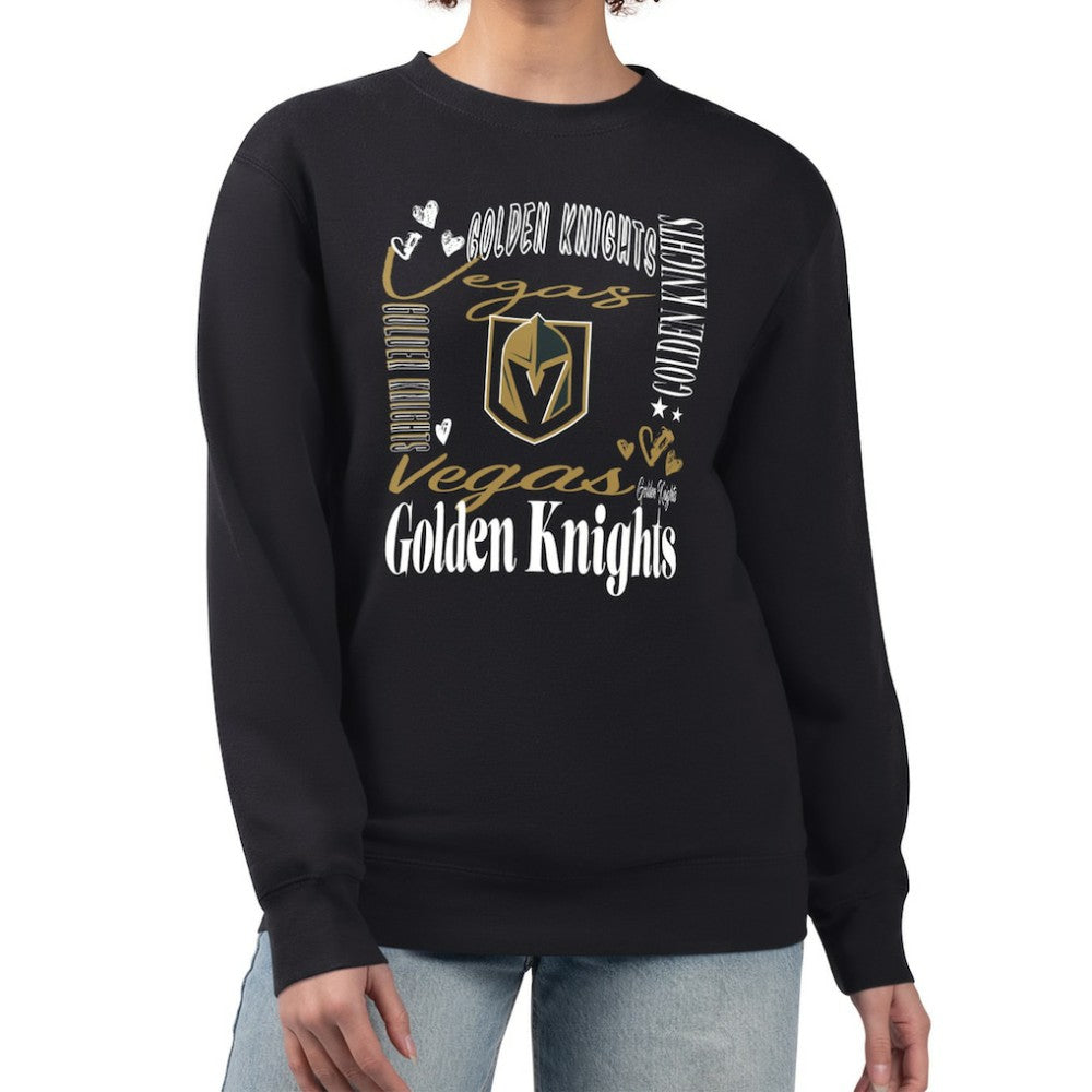 NHL Black Vegas Golden Knights G-III 4Her by Carl Banks Women's Collage Graphic Fleece Long Sleeve Pullover Sweatshirt