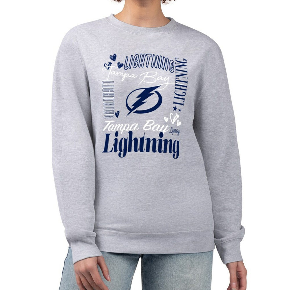 NHL Heather Gray Tampa Bay Lightning G-III 4Her by Carl Banks Women's Collage Graphic Fleece Long Sleeve Pullover Sweatshirt