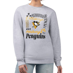 NHL Heather Gray Pittsburgh Penguins G-III 4Her by Carl Banks Women's Collage Graphic Fleece Long Sleeve Pullover Sweatshirt