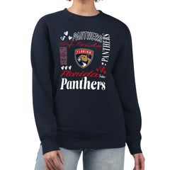 NHL Navy Florida Panthers G-III 4Her by Carl Banks Women's Collage Graphic Fleece Long Sleeve Pullover Sweatshirt