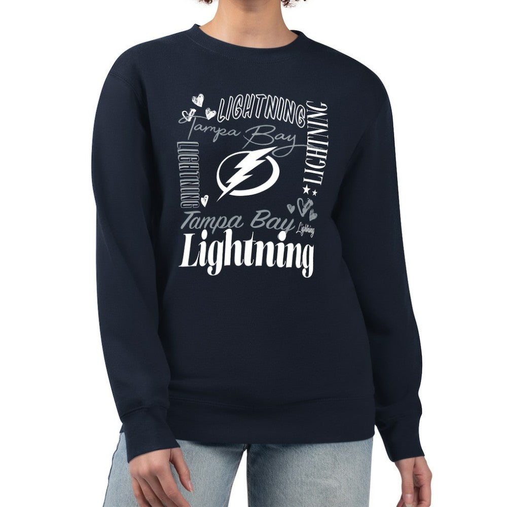 NHL Navy Tampa Bay Lightning G-III 4Her by Carl Banks Women's Collage Graphic Fleece Long Sleeve Pullover Sweatshirt