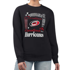 NHL Black Carolina Hurricanes G-III 4Her by Carl Banks Women's Collage Graphic Fleece Long Sleeve Pullover Sweatshirt