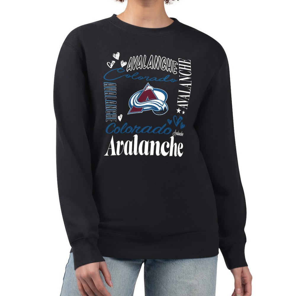 NHL Black Colorado Avalanche G-III 4Her by Carl Banks Women's Collage Graphic Fleece Long Sleeve Pullover Sweatshirt