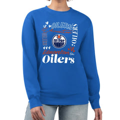 NHL Royal Edmonton Oilers G-III 4Her by Carl Banks Women's Collage Graphic Fleece Long Sleeve Pullover Sweatshirt